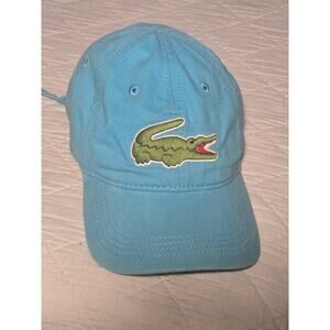 Lacoste Big Croc Adult Adjustable Baseball Cap Cotton Teal Designer Embroidered